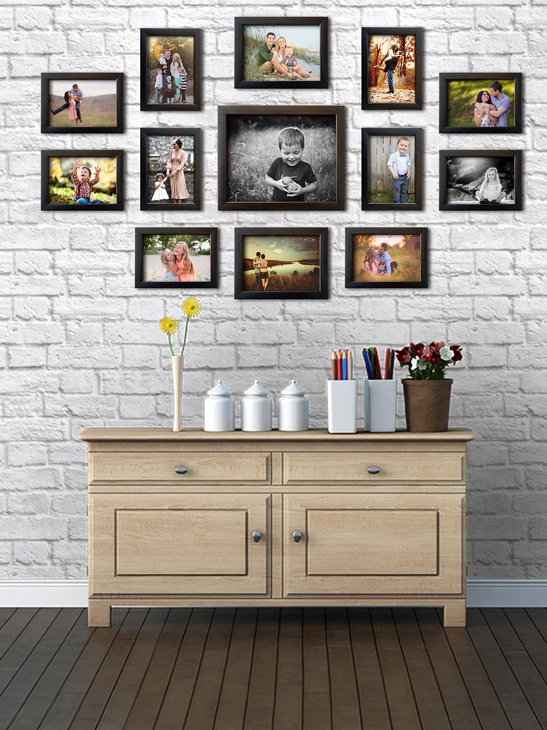 RANDOM(Set of 13 Brown Photo Frames)